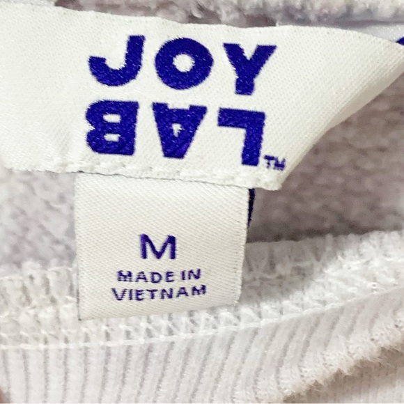 Joy Lab Cropped Tie Dyed Long Sleeve Crewneck Sweatshirt Ribbed Trims Pastel💜🤍 - Picture 7 of 9